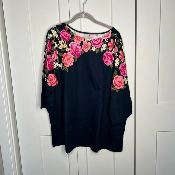 🚫🚫SOLD🚫🚫NWT Quacker Factory Floral Sequin Top - Picture 1 of 6